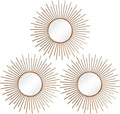 3 Pack Metal Mirrors for Wall Sunburst Wall Mirrors Home Décor Decorative by Uaussi