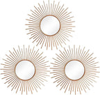 3 Pack Metal Mirrors for Wall Sunburst Wall Mirrors Home Décor Decorative by Uaussi