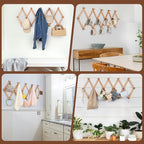 SCUNDA Wall Rack with 16 Hooks, Wooden Wall Expandable Coat Rack - Image 4
