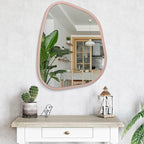 Irregular Wall Mirror 26"x18", Asymmetrical Large Bathroom Mirror Wood Framed - Image 4