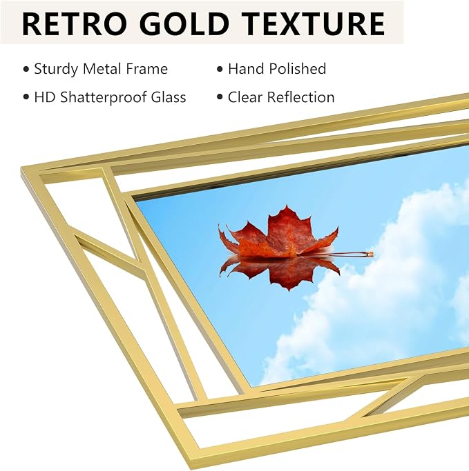 Brushed Gold Bathroom Mirror, Hang Horizontally or Vertically - Image 4