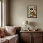Heltrappe Vintage Japanese Canvas Wall Art Owl Poster Mid Century Animal Print - Image 4