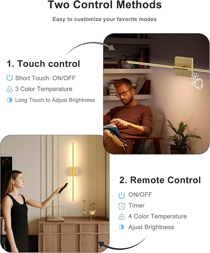 Battery Operated Wall Sconce Set of Two: Wireless Rechargeable Wall Lights - Image 7