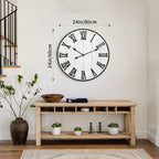 Large Rustic Wooden Wall Clock, 24 Inch Whitewashed Farmhouse Wall Clock - Image 7
