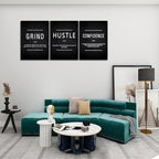 KAWAHONE Motivational Success Canvas Wall Art, Grind Hustle Confidence Wall - Image 3