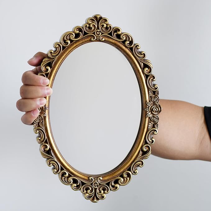 OIGUMR Oval Smallest Wall Mirror Resin Frame Size：12 x 8.3 inch Mirror Vintage - Image 2