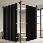 100% Blackout Room Divider Curtains Sets Black 2 Panels W100 x L84in No Drill by AJAZZ