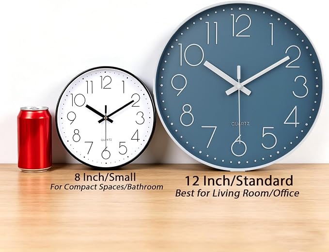 jomparis 12 Inch Silent Non-Ticking Battery Operated Quality Quartz Round Wall - Image 2