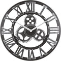 33" Roman Silver Noiseless Silent Gear Wall Clock by OldtownClocks