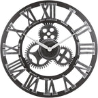 33" Roman Silver Noiseless Silent Gear Wall Clock by OldtownClocks