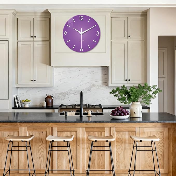 XFM Purple Wall Clock for Girls Bedroom Analog Simple Wall Clocks Battery - Image 5