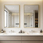 Bathroom Mirror for Wall, 36x24 Inch Metal Framed Mirror, Brushed Gold - Image 4
