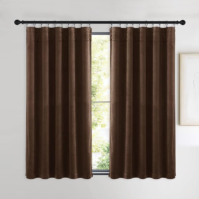 NICETOWN Brown Velvet Curtains, Thermal Insulated Sound Reducing Heavy Matt - Image 2