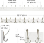 SKOLOO Creations White Solid Wood Wall Mounted Coat Rack, 10 Hooks, 38-1/8" Long - Image 3