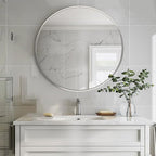 Sunniry Silver Round Mirror 30 inch, Round Bathroom Mirror, Circle Wall Mirrors - Image 4