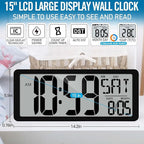 TXL 14.2"" Large Digital Wall Clock Battery Operated, Digital Clock Large - Image 2