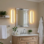 Modern Plug in Wall Sconces, 23.6 inch Faux Wood Texture Finish LED Long Wall - Image 2
