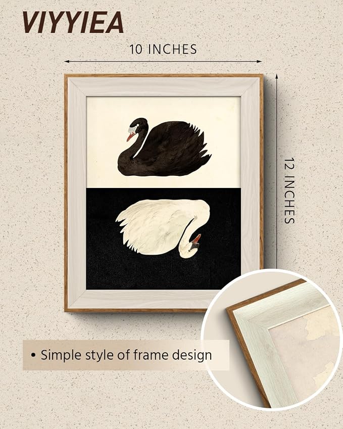 VIYYIEA Framed Wall Art for Living Room, Swan Canvas Prints, Vintage Home Decor - Image 2