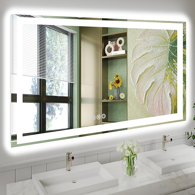 55x36 LED Bathroom Mirror with Lights, Super Bright Front & Backlit Vanity by GreatMirrorTalksItself