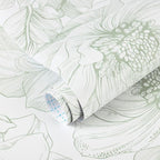 Ismoon Large Floral Peel and Stick Wallpaper Boho White and Green Contact Paper - Image 7