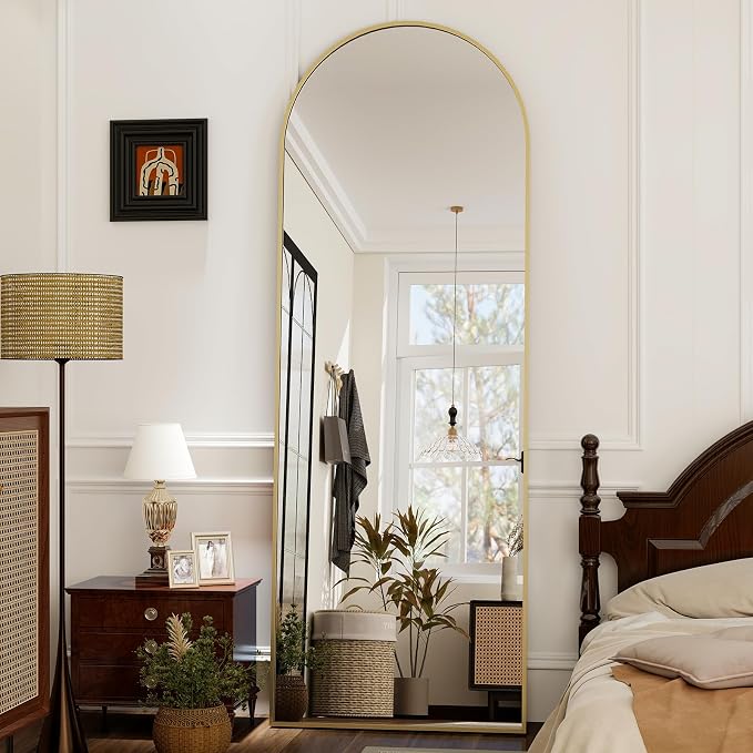 GLSLAND-21x64 inch Full Length Mirror-Aluminum Alloy Frame-Arch Mirror Full - Image 8