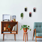 MyGift Set of 4 Mini Matte Black Ceramic Indoor Wall Planter, 6 Inch - Image 3