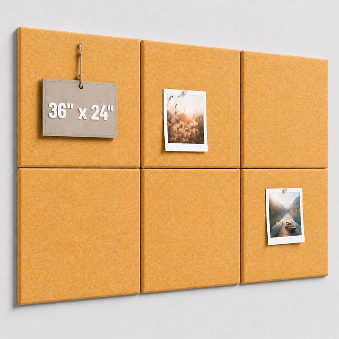 Large Cork Boards for Walls – 36" x 24" Self Adhesive Felt Wall Tiles by CreateYourIdealSpace