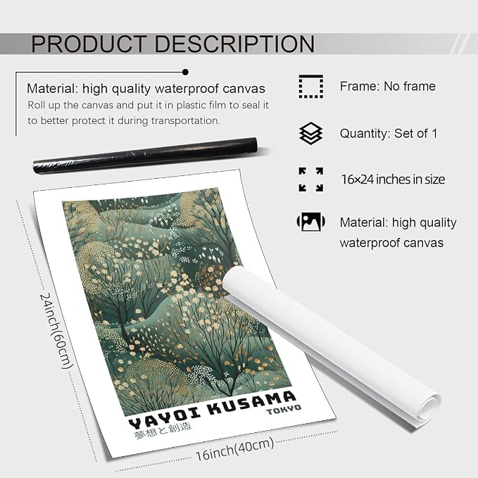 Yayoi Kusama Inspired Poster Japanese Botanical Wall Art Abstract Yayoi Kusama - Image 2