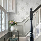 Ismoon Floral Peel and Stick Wallpaper Vintage White and Grey Contact Paper - Image 8