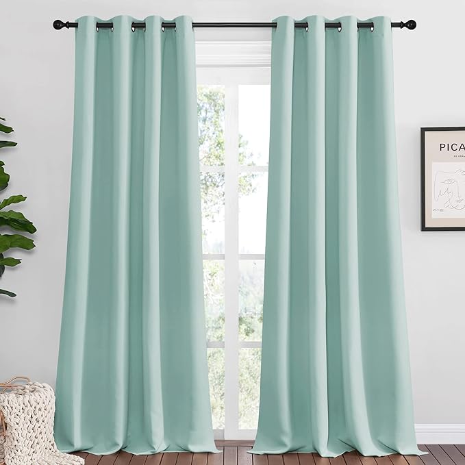 NICETOWN Aqua Blue Blackout Curtains 108" Long by NICETOWN