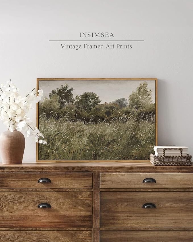 InSimSea Framed Canvas Wall Art Vintage Decor, Room Decor Wilderness Field - Image 2