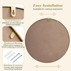 Tangkula 28" Gold Round Wall Mirror, Circle Decorative Modern - Image 6