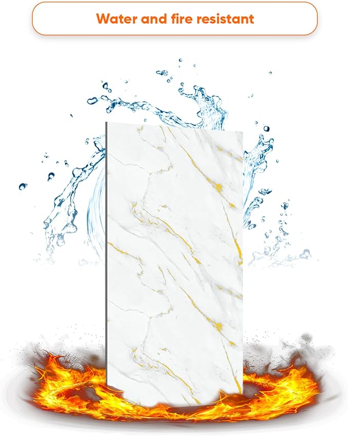 IZODEKOR Marble-Look Wall Panels – Set of 4, 47.24 × 23.62 inches – Alternative - Image 6