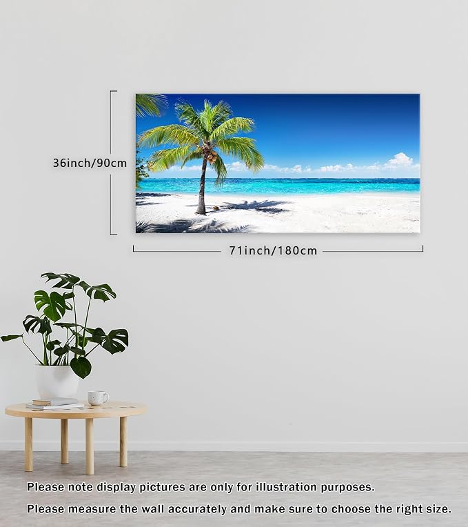 Baisuart-S03998 Large Canvas Wall Art Summer Ocean Waves Prints Coconut Trees - Image 3