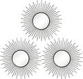 3 Pack Metal Mirrors for Wall Sunburst Wall Mirrors Home Décor Decorative by Uaussi