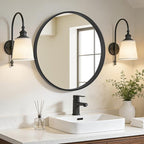 WallBeyond Black Round Wood Mirror 24 inch Circle Wall Mirror - Image 2