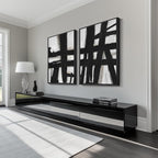 Large Framed Black and White Abstract Wall Art - Image 2