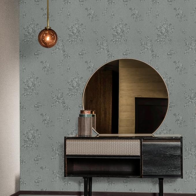 Grey Floral Peel and Stick Wallpaper Embossed Contact Paper 17.7 inch x - Image 6