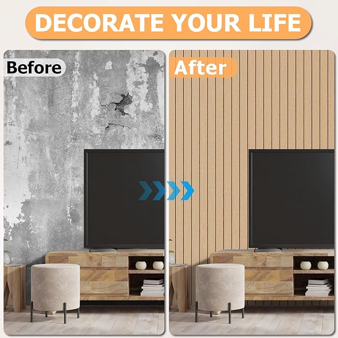 Arthome Peel and Stick Slat Wall Panels 15.7 "x120, Self-Adhesive PVC Wood - Image 7