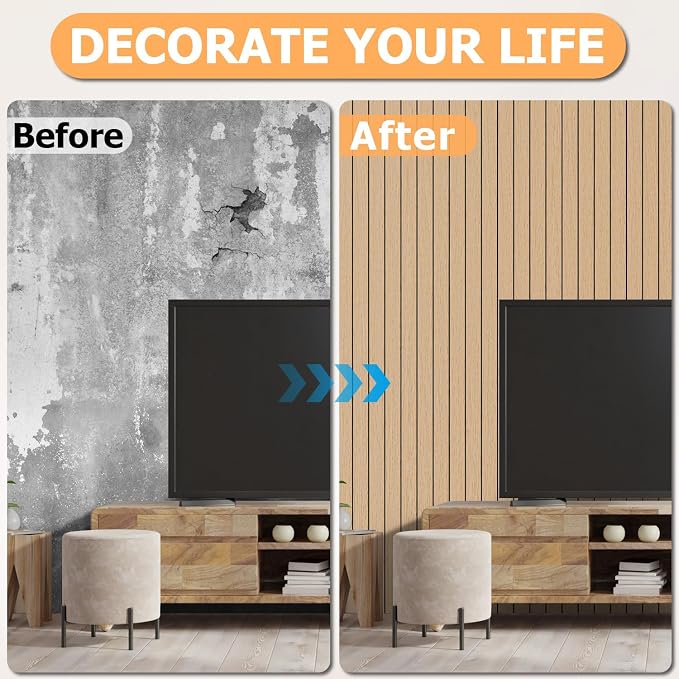 Arthome Peel and Stick Slat Wall Panels 15.7 "x400, Self-Adhesive PVC Wood - Image 7
