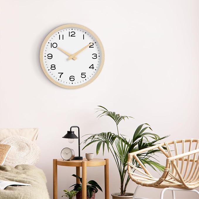AKCISOT Wall Clock 12 Inch, Boho Office Wall Clocks Battery Operated Non Ticking - Image 7