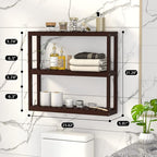 Domax Bamboo Bathroom Shelf 3-Tier Wall Mount Storage Rack Multifunctional - Image 3