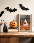 VIYYIEA Framed Wall Art for Living Room, Reading Ghost Canvas Prints, Autumn - Image 8