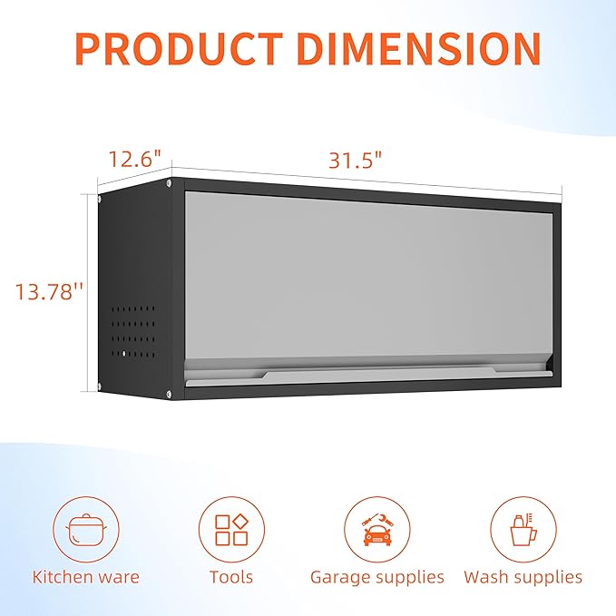 Metal Garage Wall Cabinet, Floating Garage Tool Cabinets - Image 3