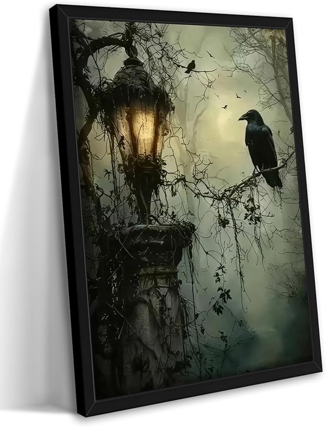 Gothic Decor Framed Wall Art, Vintage Dark Academia Canvas Prints, Horror by MUWAKWallArt