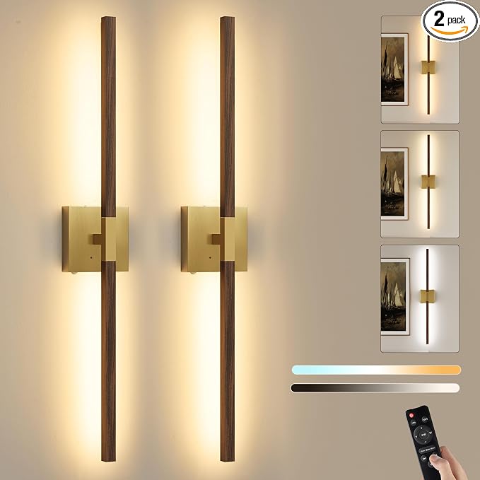Rayogale 32 Inch Rechargeable Battery Operated Wall Sconce Set 2, 8000mAh by Rayogale