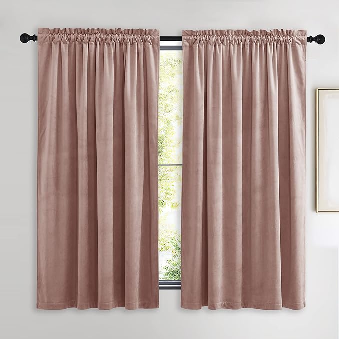 NICETOWN Dusty Pink Velvet Curtains and Drapes by NICETOWN