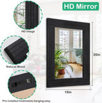 Black Rectangular Vintage Rustic Wood Framed Large Mirror - Image 7