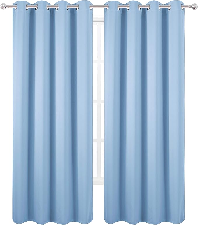 LEMOMO Sky Blue Thermal Blackout Curtains/52 x 108 Inch/Set of 2 Panels Room - Image 2