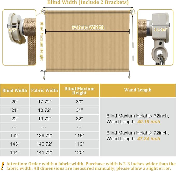 Shade&Beyond Custom Size Outdoor Roller Shades Cordless Patio Roll Up Blinds - Image 8